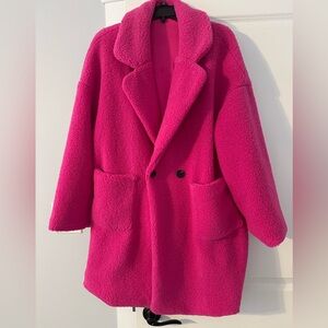 SHEIN Fuchsia Teddy Jacket